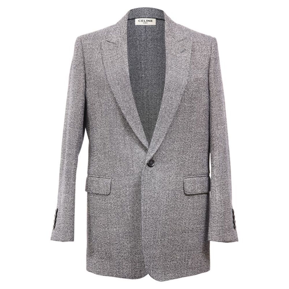 Celine Single-Breasted Blazer in Grey Wool